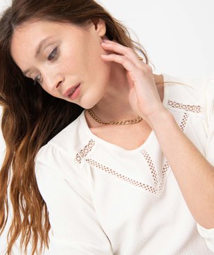 Tee-shirt femme à manches longues en maille texturée vue2 - GEMO(FEMME PAP) - GEMO