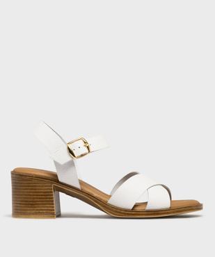 Sandales à talon et larges brides en cuir femme - Tanéo vue1 - TANEO - GEMO