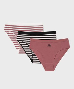 Culottes en coton biologique en maille côtelée fille (lot de 3) vue1 - GEMO 4G FILLE - GEMO