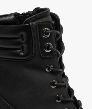Bottines femme à talon haut avec col matelassé à zip et à lacets ronds cirés vue7 - GEMO(URBAIN) - GEMO