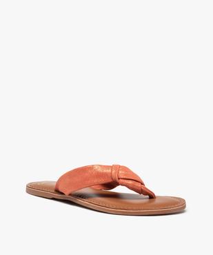 Tongs femme à large bride en cuir finement pailleté vue2 - GEMO (CASUAL) - GEMO