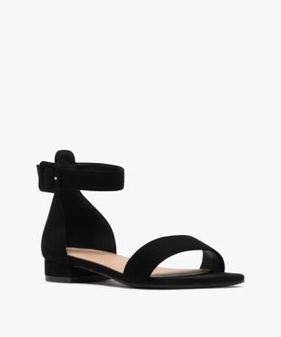 Sandales en velours à petit talon plat et bride à boucle femme vue2 - VALENTINA BALDA - GEMO