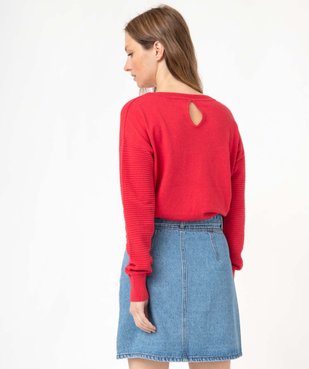 Pull femme en maille graphique et ouverture dos vue3 - GEMO(FEMME PAP) - GEMO