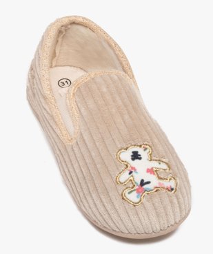 Chaussons pantoufles en velours côtelé fille - LuluCastagnette vue5 - LULU CASTAGNETT - GEMO