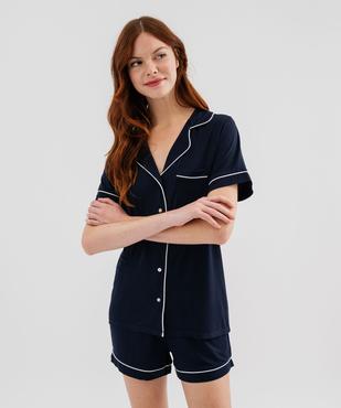 Pyjashort fluide avec haut chemise femme vue2 - GEMO 4G FEMME - GEMO