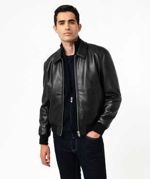 Blouson aviateur en cuir imitation homme vue2 - GEMO 4G HOMME - GEMO