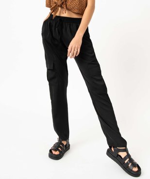 Pantalon cargo en satin fluide uni femme vue1 - GEMO(FEMME PAP) - GEMO