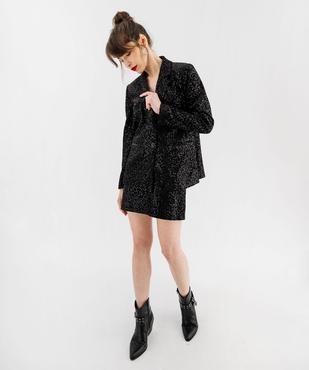 Jupe courte en velours avec sequins brodés femme vue5 - GEMO(FEMME PAP) - GEMO