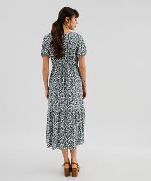 Robe longue à manches courtes en viscose imprimée femme vue3 - GEMO 4G FEMME - GEMO