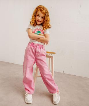 Jean wide leg avec ceinture élastique ajustable fille vue1 - GEMO (ENFANT) - GEMO
