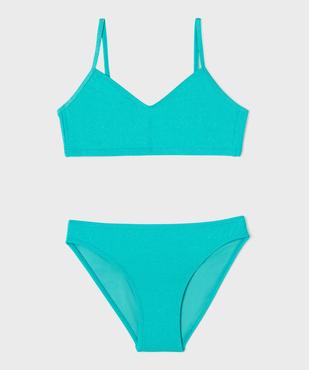 Maillot de bain 2 pièces aux reflets pailletés fille vue1 - GEMO (JUNIOR) - GEMO