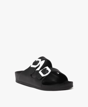 Mules de piscine femme unies à brides ajustables avec boucle contrastante vue2 - GEMO (PLAGE) - GEMO