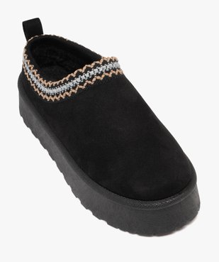 Boots femme fourrées en suédine et à semelle plateforme détail ethnique brodé vue5 - 5 MILES - GEMO