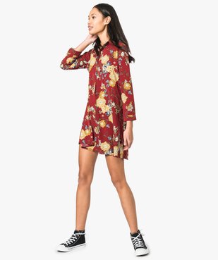 Robe fleurie forme trapèze à manches longues vue5 - FOLLOW ME 2 - GEMO