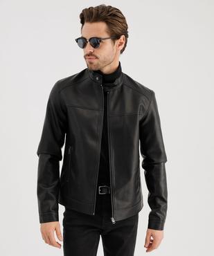 Blouson en cuir imitation avec fermeture zippée homme vue1 - GEMO (HOMME) - GEMO