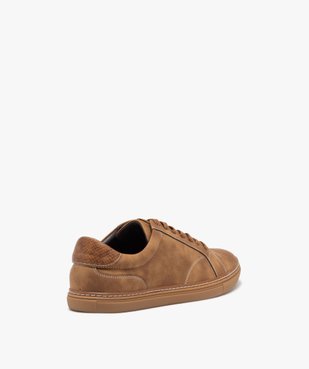 Baskets homme unies en suédine avec surpiqûres et à semelle fine vue5 - GEMO (CASUAL) - GEMO