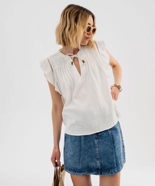 Blouse manches courtes en gaze de coton femme vue1 - GEMO(FEMME PAP) - GEMO