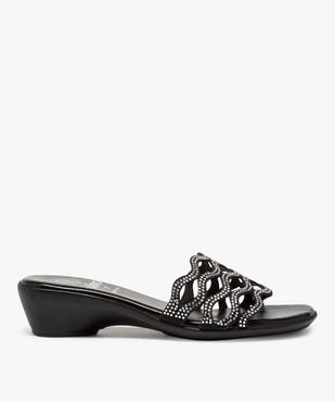 Mules femme dessus ajouré à strass et talon compensé vue1 - GEMO(URBAIN) - GEMO