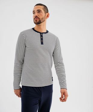 Pyjama avec haut rayé homme - LuluCastagnette vue2 - LULUCASTAGNETTE - GEMO