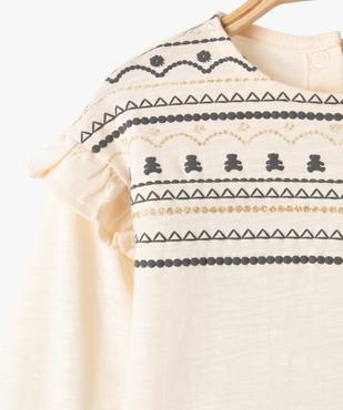 Tee-shirt bébé fille manches longues, volants et micro-motifs - LuluCastagnette vue2 - LULUCASTAGNETTE - GEMO