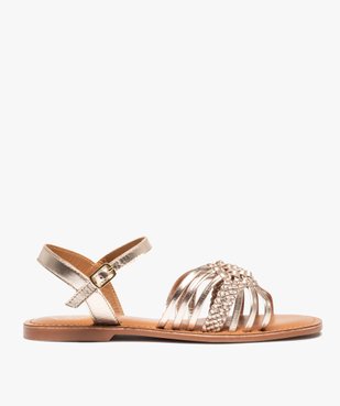 Sandales femme à fines brides métallisées en cuir - Tanéo vue1 - TANEO - GEMO
