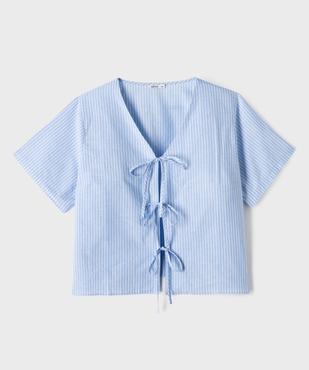 Chemise rayée en coton fermeture liens femme grande taille vue1 - GEMO (G TAILLE) - GEMO