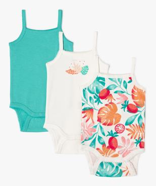 Bodies à bretelles à motifs exotiques bébé fille (lot de 3) vue1 - GEMO 4G BEBE - GEMO