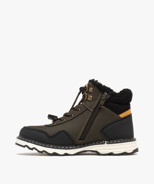 Boots doublés sherpa à lacets élastiques style montagne garçon - Gepy vue3 - FRIENDLY GEPY - GEMO