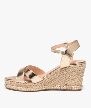 Sandales à talon compensé en corde et brides croisée femme  vue4 - GEMO(URBAIN) - GEMO