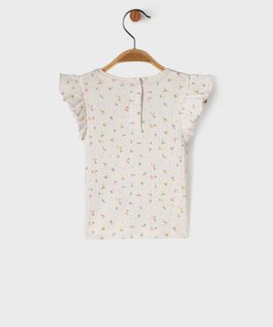 Tee-shirt manches courtes en maille fantaisie avec volants bébé fille vue3 - GEMO(BEBE DEBT) - GEMO