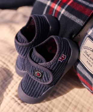 Chaussons en velours fermeture scratch bébé garçon - LuluCastagnette vue1 - LULUCASTAGNETTE - GEMO