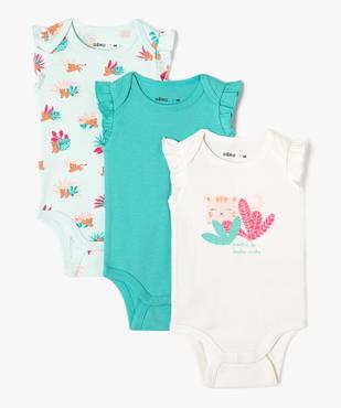 Bodies sans manches avec motifs de la jungle bébé fille (lot de 3) vue1 - GEMO 4G BEBE - GEMO