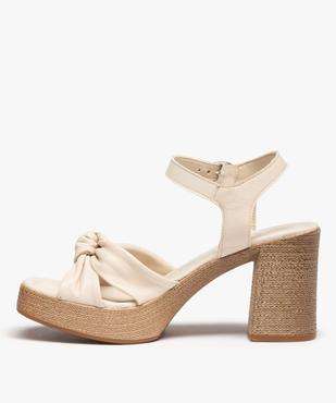 Sandales femme unies à talon et dessus cuir drapé – Tanéo  vue3 - TANEO - GEMO