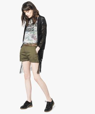 Gilet long en dentelle pour femme avec bas à franges  vue5 - FOLLOW ME - GEMO