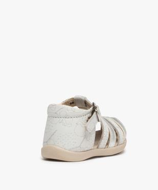 Sandales premiers pas bébé fille en cuir détails métallisés vue4 - GEMO(BEBE DEBT) - GEMO