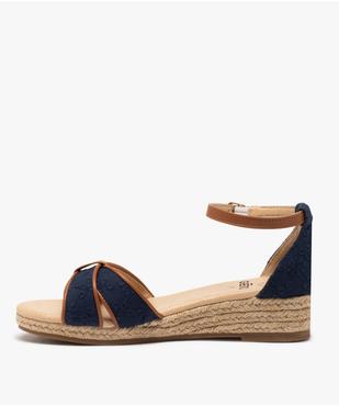 Sandales femme compensées à brides en dentelle anglaise vue3 - GEMO (CASUAL) - GEMO