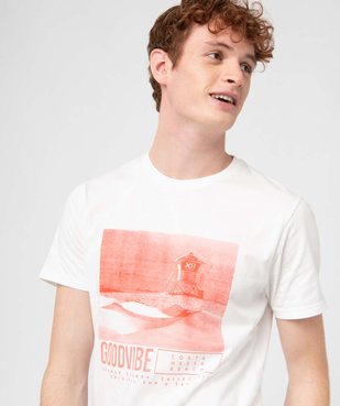Tee-shirt homme à manches courtes motif plage californienne vue2 - GEMO 4G HOMME - GEMO