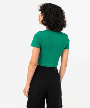 Tee-shirt à manches courtes et col rond coupe courte femme vue3 - GEMO(FEMME PAP) - GEMO