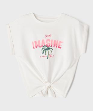 Tee-shirt manches courtes imprimé avec liens à nouer fille vue2 - GEMO 4G FILLE - GEMO