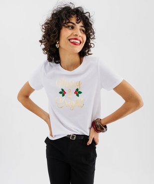 Tee-shirt de Noël manches courtes imprimé doré femme vue4 - GEMO(FEMME PAP) - GEMO