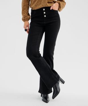 Jean flare taille haute avec boutons apparents femme vue6 - GEMO 4G FEMME - GEMO
