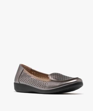 Mocassins confort en cuir à tige ajouré et petit talon compensé femme vue2 - G'FLEX - GEMO