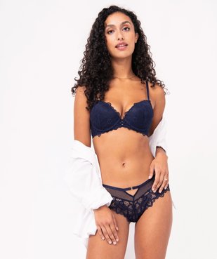 Soutien-gorge push-up en dentelle avec dos fantaisie vue3 - GEMO(HOMWR FEM) - GEMO