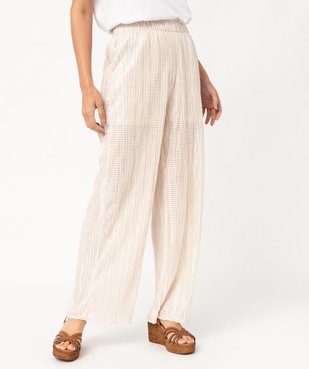 Pantalon large en maille gaufrée scintillante femme vue1 - GEMO(FEMME PAP) - GEMO