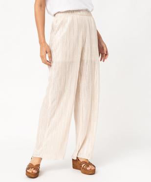 Pantalon large en maille gaufrée scintillante femme vue1 - GEMO(FEMME PAP) - GEMO