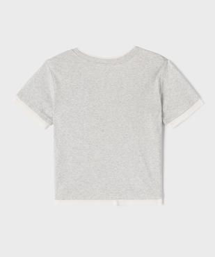 Tee-shirt manches courtes avec finitions contrastantes fille vue3 - GEMO 4G FILLE - GEMO