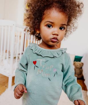 Pyjama en velours 2 pièces imprimé cœurs bébé fille vue5 - GEMO 4G BEBE - GEMO
