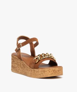 Sandales femme plateforme dessus cuir et chaîne – Tanéo vue2 - TANEO - GEMO