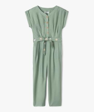 Combinaison longue en viscose à ceinture brodée fille vue1 - GEMO 4G FILLE - GEMO