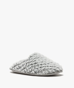 Chaussons femme mules plates en textile peluche vue2 - GEMO(HOMWR FEM) - GEMO